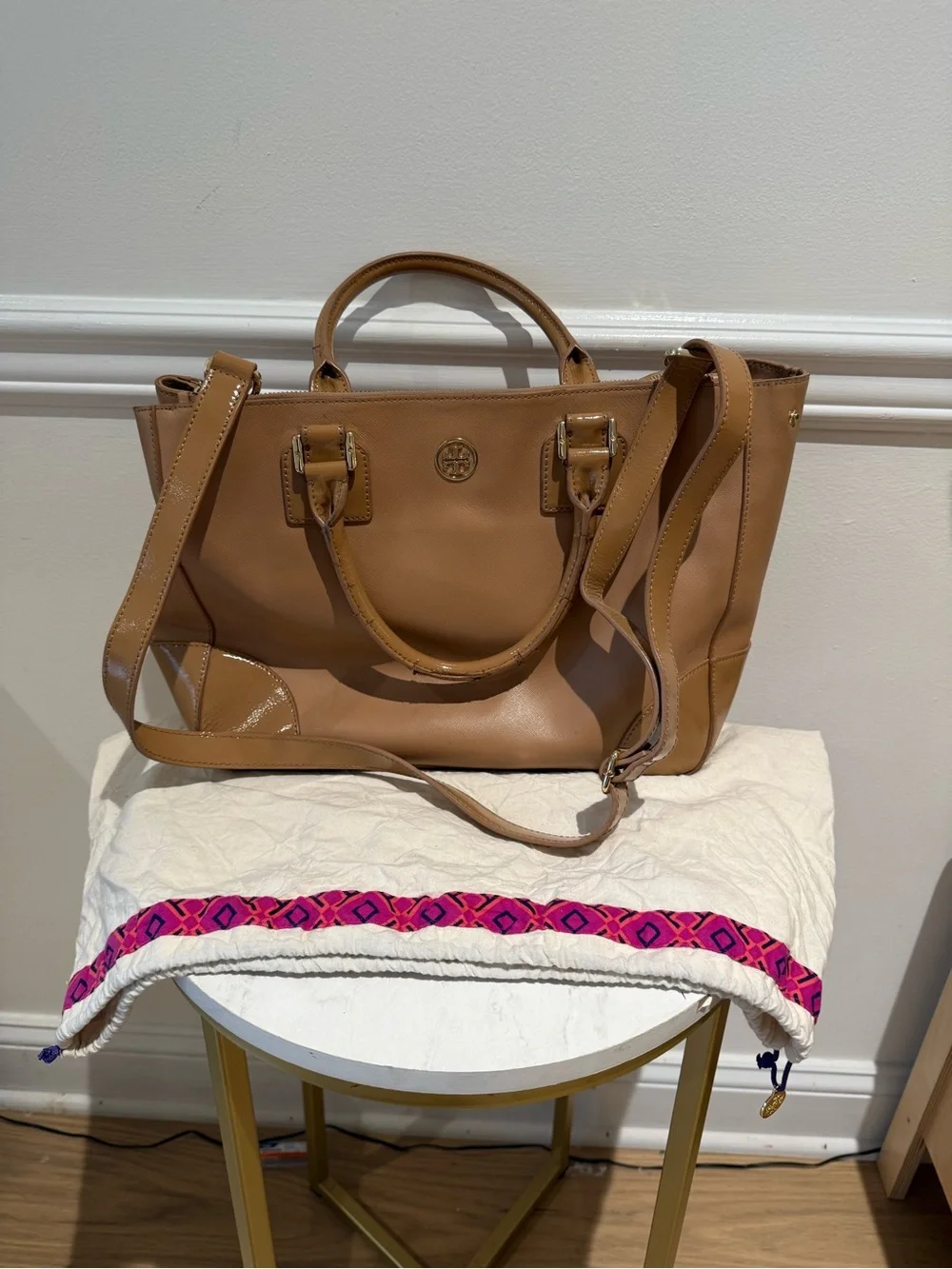 Tory Burch Robinson Double Zip Tote Tan